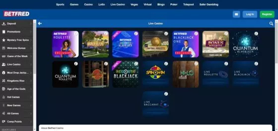 Betfred Casino live