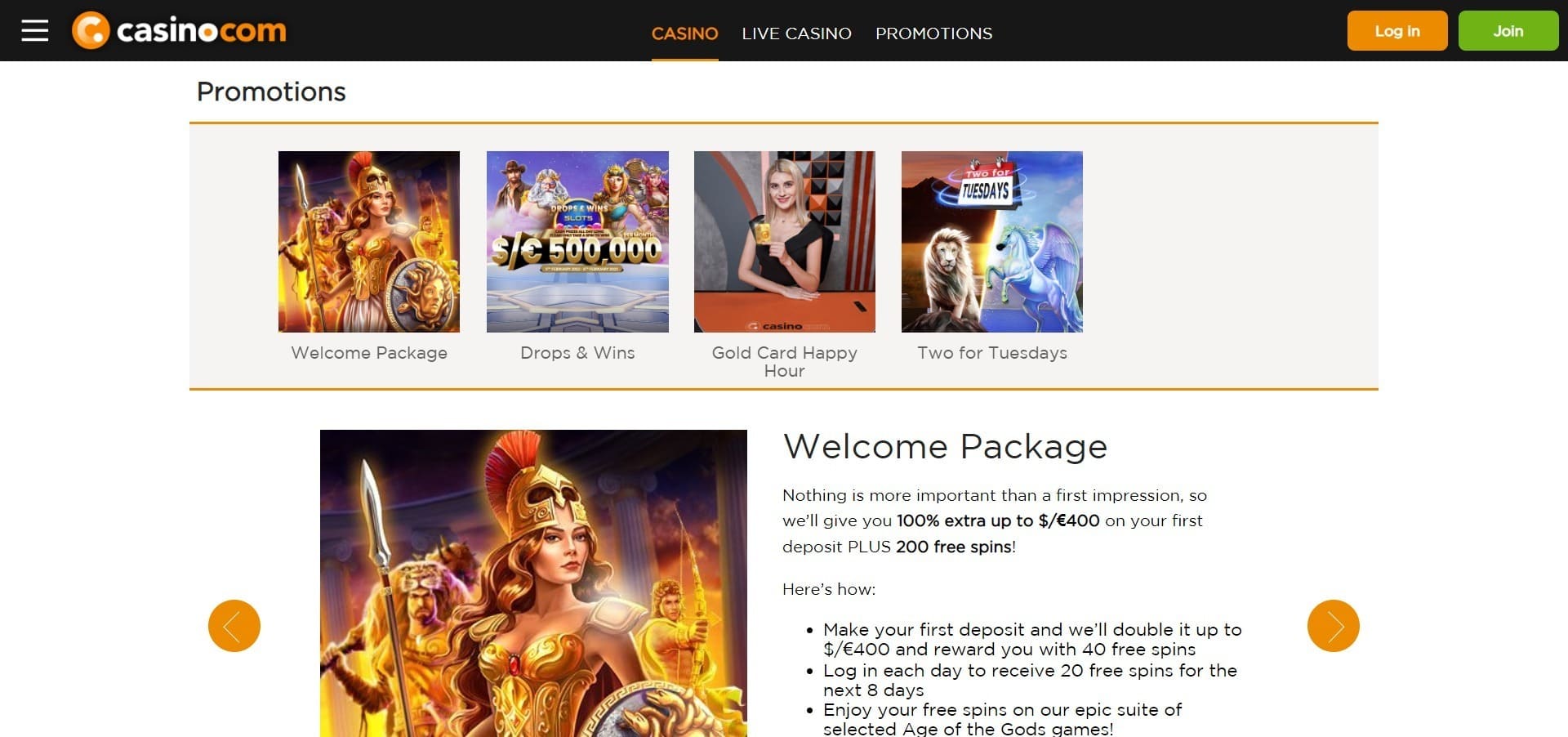 Casino.com Bonussen