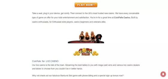 Coinfalls Casino live