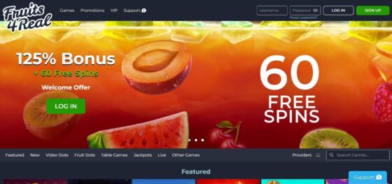 Officiële website van het Fruits4real Casino