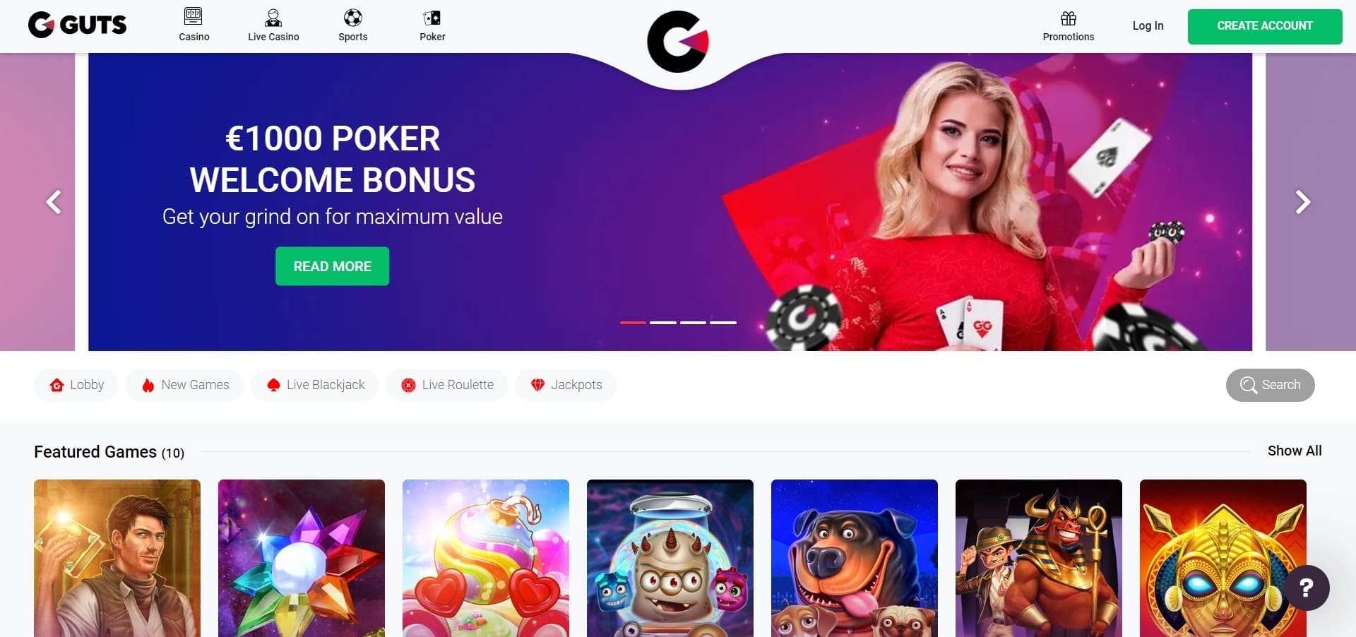 Officiële website van het Guts Casino
