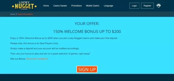 Lucky Nugget Casino Bonussen