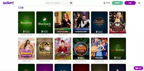 GoSlot Casino live