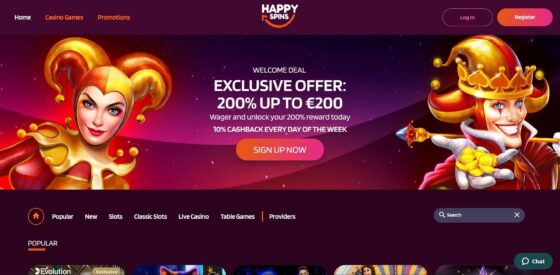 Officiële website van het HappySpins Casino