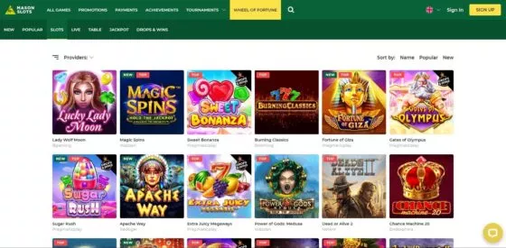 Mason Slots Casino gokkasten