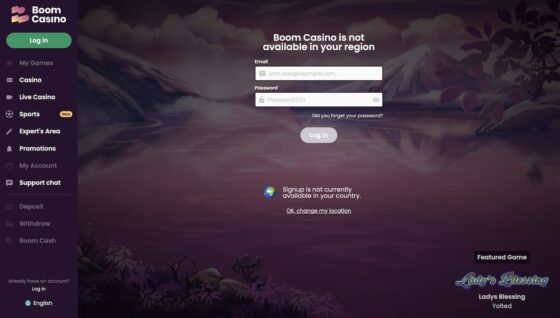 Official website of the Boom Casino