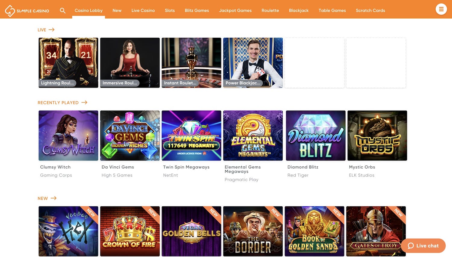Official website of the Simple Casino