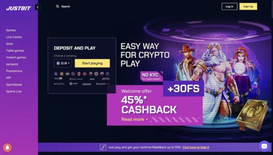 Official website of the Justbit Casino