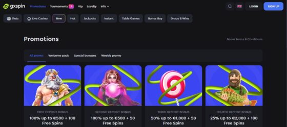 GxSpin casino promotie