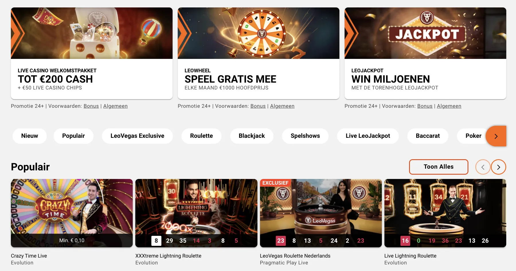 Leo Vegas live casino