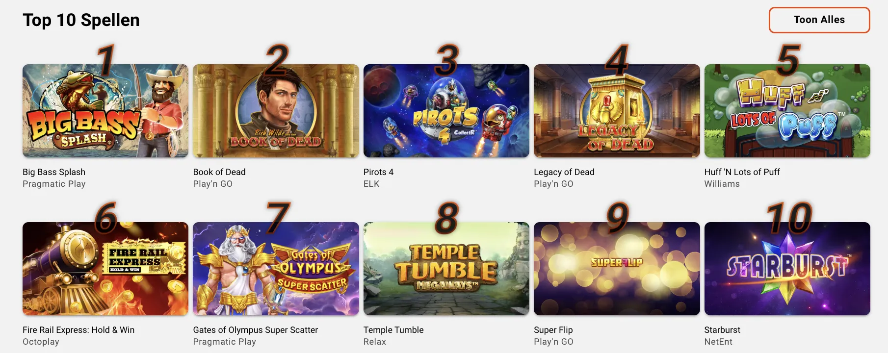 De populairste spellen van Leo Vegas Casino