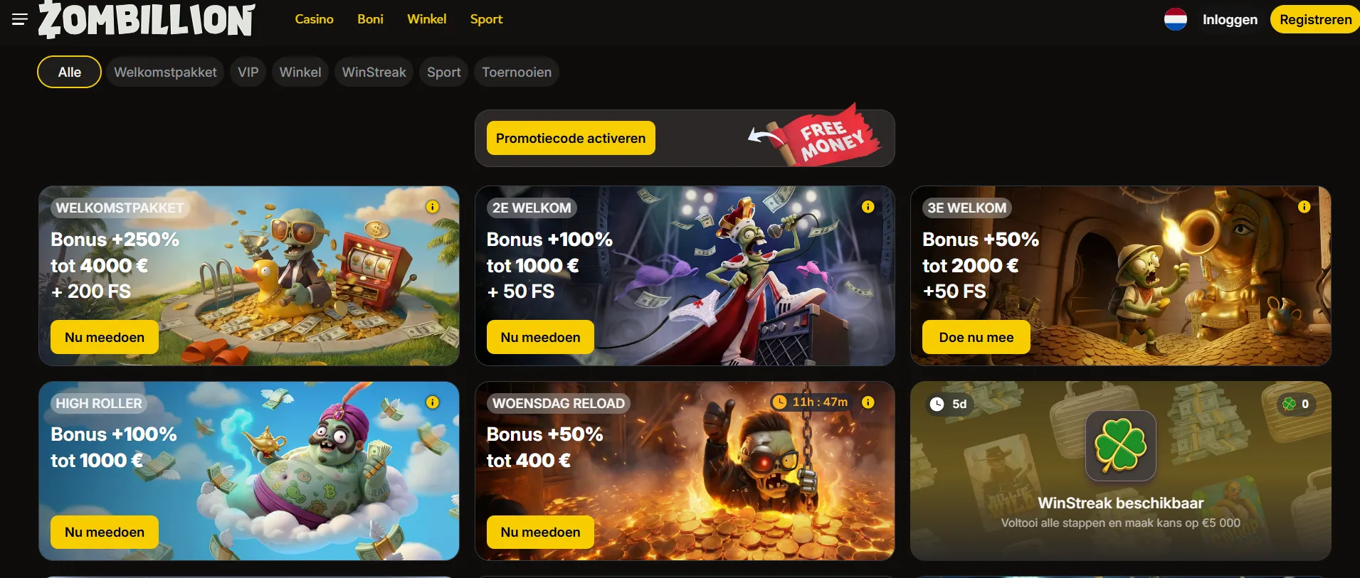 Zombillion Casino Bonussen & Toernooien