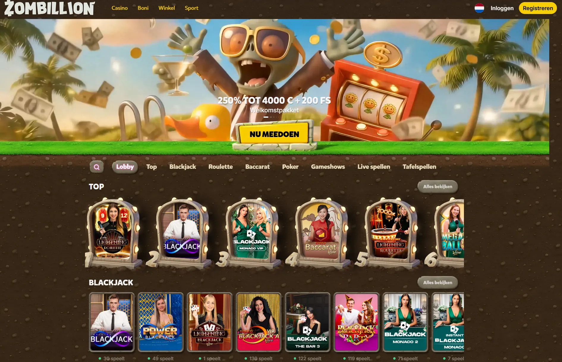 Zombillion Casino Live Games & Tafelspellen